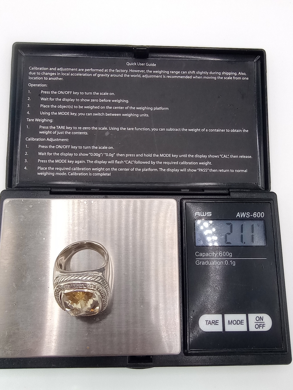 David Yurman Champagne & Diamond Albion Ring Size 7 - Picture 13 of 15